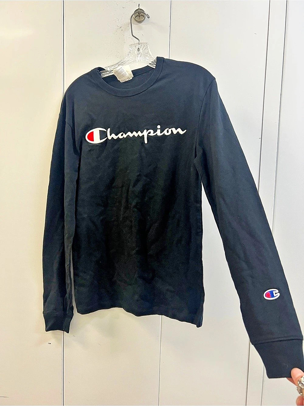 Champion Classic Script Logo Long Sleeve T-Shirt Black Small